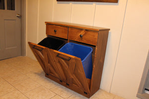 Double trash can bin. Trash can cabinet 