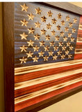 Engraved American flag-wood flag