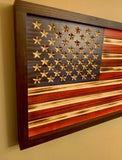 Engraved American flag-wood flag