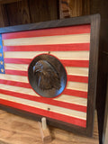 American flag | engraved wood flag | American flag with eagle