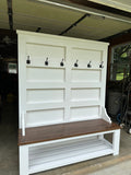 Hardwood Entryway Bench with Coat Rack & Shoe Storage