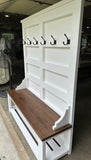 Hardwood Entryway Bench with Coat Rack & Shoe Storage