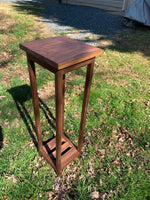 Walnut Handcrafted Rustic Solid Wood Plant Stand with bottom shelf | black walnut | 11"x11" wide