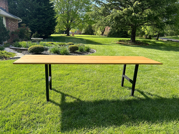 Modern Industrial Dining Table - Handmade Solid Wood Table with Metal Legs
