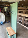 Handmade Hall Tree with White Oak Bench, Entryway Coat Rack