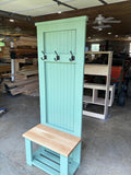 Handmade Hall Tree with White Oak Bench, Entryway Coat Rack
