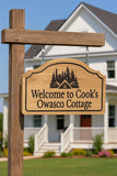 White Oak Outdoor Farmhouse Engraved Sign