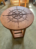 Custom engraved nautical compass end table