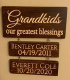 Engraved Grandparents Sign-Grandparents Sign w/names and Date of Birth