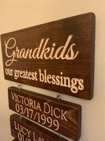 Engraved Grandparents Sign-Grandparents Sign w/names and Date of Birth