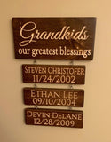 Engraved Grandparents Sign-Grandparents Sign w/names and Date of Birth