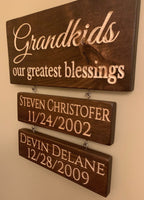 Engraved Grandparents Sign-Grandparents Sign w/names and Date of Birth