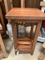 Handcrafted Rustic Solid Wood Plant Stand with bottom shelf | Red Oak | 11"x11" wide