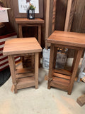 Handcrafted Rustic Solid Wood Plant Stand with bottom shelf | Red Oak | 11"x11" wide