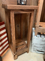 Handcrafted Rustic Solid Wood Plant Stand with bottom shelf | Red Oak | 11"x11" wide