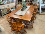 Custom built handmade Trestle style dining room table | Solid hardwood table | Farmhouse table