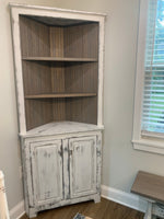 Corner cabinet buffet | rustic farmhouse furniture | corner shelf