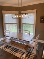 Custom built handmade Trestle style dining room table | Solid hardwood table | Farmhouse table