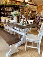 Custom built handmade Trestle style dining room table | Solid hardwood table | Farmhouse table