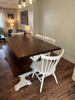 Custom built handmade Trestle style dining room table | Solid hardwood table | Farmhouse table