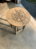 Custom engraved nautical compass end table