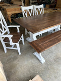 Rustic farmhouse dining set.