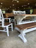 Rustic farmhouse dining set.