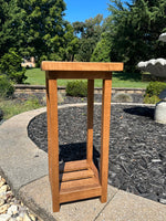 Handcrafted Rustic Solid Wood Plant Stand with bottom shelf | Maple wood | 11"x11" wide