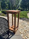 Handcrafted Rustic Solid Wood Plant Stand with bottom shelf | Maple wood | 11"x11" wide