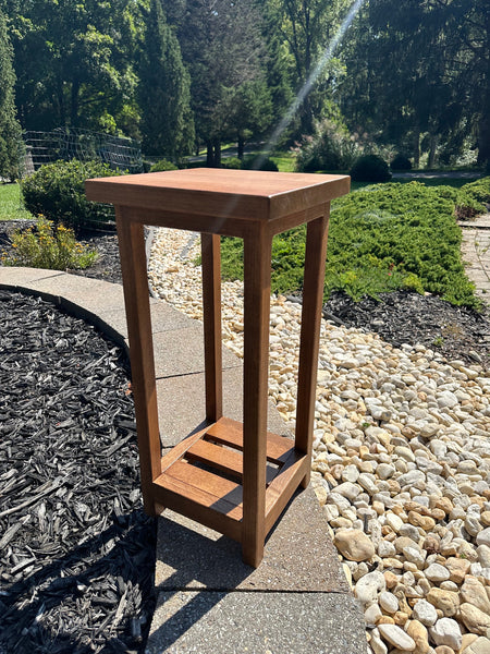 Handcrafted Rustic Solid Wood Plant Stand with bottom shelf | Maple wood | 11"x11" wide